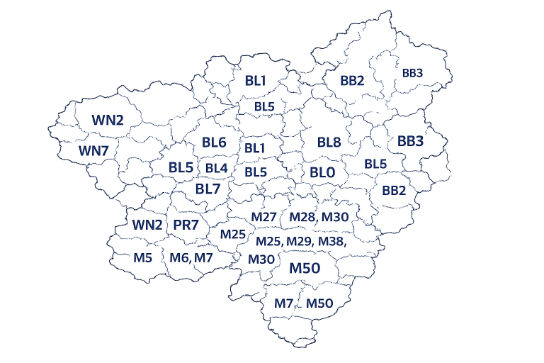 Map of post codes and areas we cover