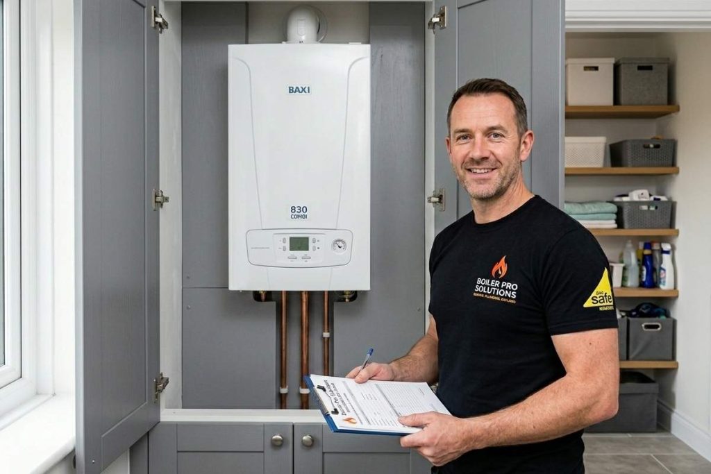 Neat and minimal copper pipework on a premium new boiler installation in Bolton and Manchester