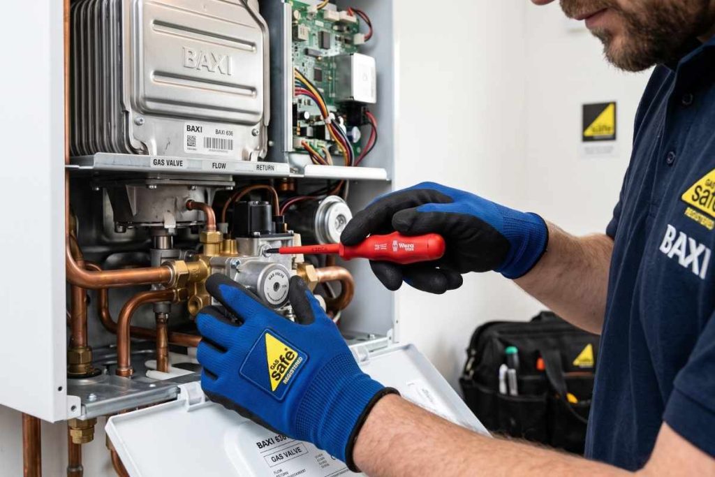 Boiler Pro Solutions heating engineer performing a diagnostics check and boiler repair in Wigan.